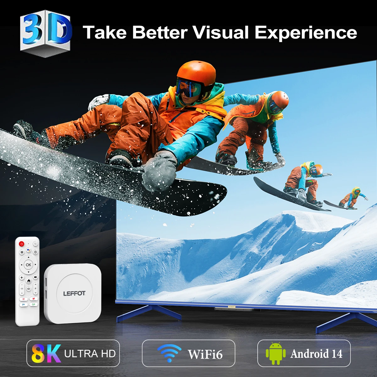 LEFFOT M1Plus TV Box Wifi6 BT5.4 4K@60fps 8K Google Media Playe IPTV Set Top Box Android14.0 Rockchip RK3528 Smart TV Box