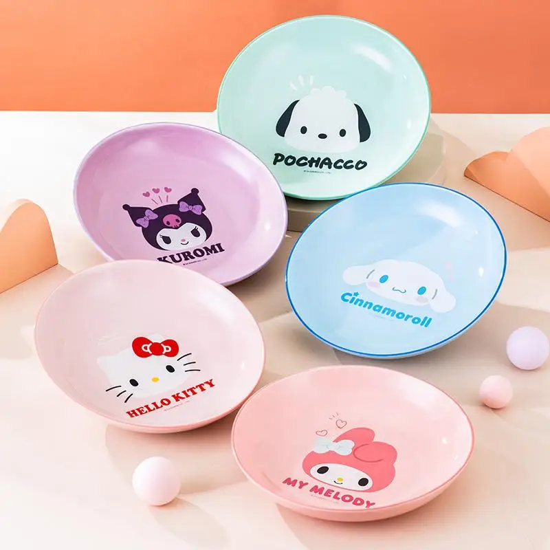 New Sanrios Hellokittys Ceramic Plate Cinnamoroll Kuromi My Melody Anime Home Dining Plate Cartoon Service Plate Cute Tableware