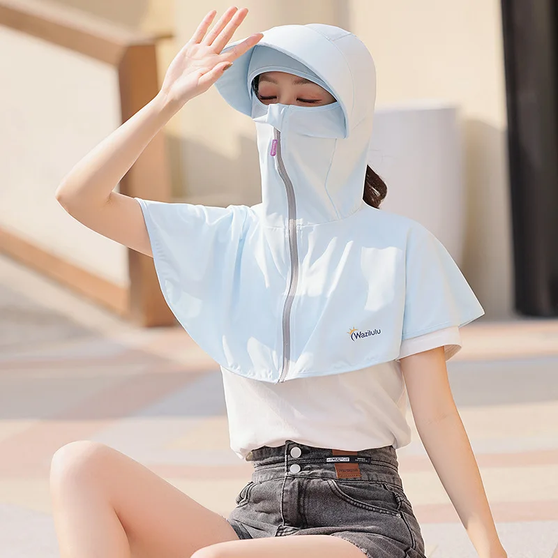 Full face neck hat women's sunscreen visor summer UV protection ice silk cycling dust