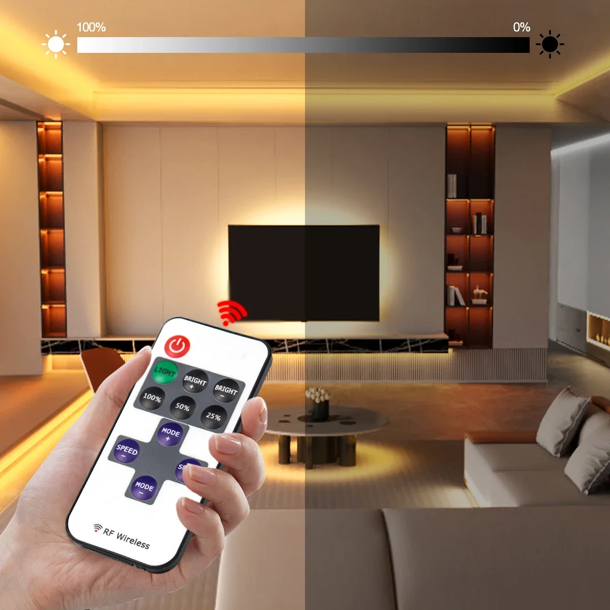 DC5V USB Dimmable COB LED Strip, 2M 3M 5M White/Warm White COB LED Strip Light with RF Remote control Dimmer For Home Lighting