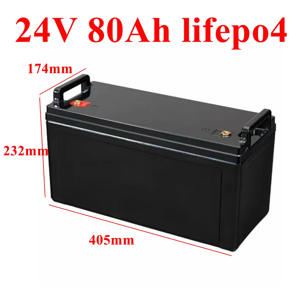 Waterproof 24V 80AH lifepo4 lithium Battery BMS 8S for 2400W Solar Energy storage inverter scooter Sweeper EV +10A Charger