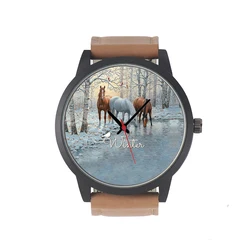 Factory Store Winter Horse Design Punk Casual chic Style Clothing Matching Gifts for Friends Men's Battery Quartz Wrist Watch