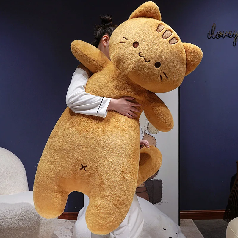 

Cute Cat Plush Toys Brown Giant Size Cat Long Body Pillow Cushion Stuffed Animal Toy Home Decor Toy Birthday Gift