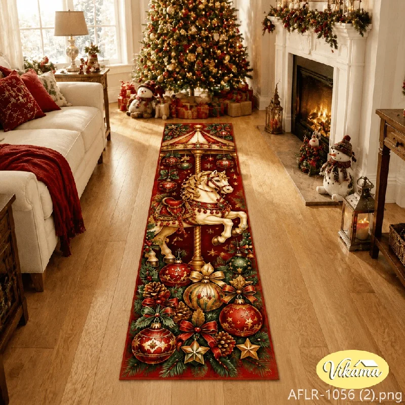 VIKAMA Bell & Berries Flannel Long Runner Rug, Anti-Slip Machine Washable Rug, Decor for Hallway Entryway Living Room Kitchen