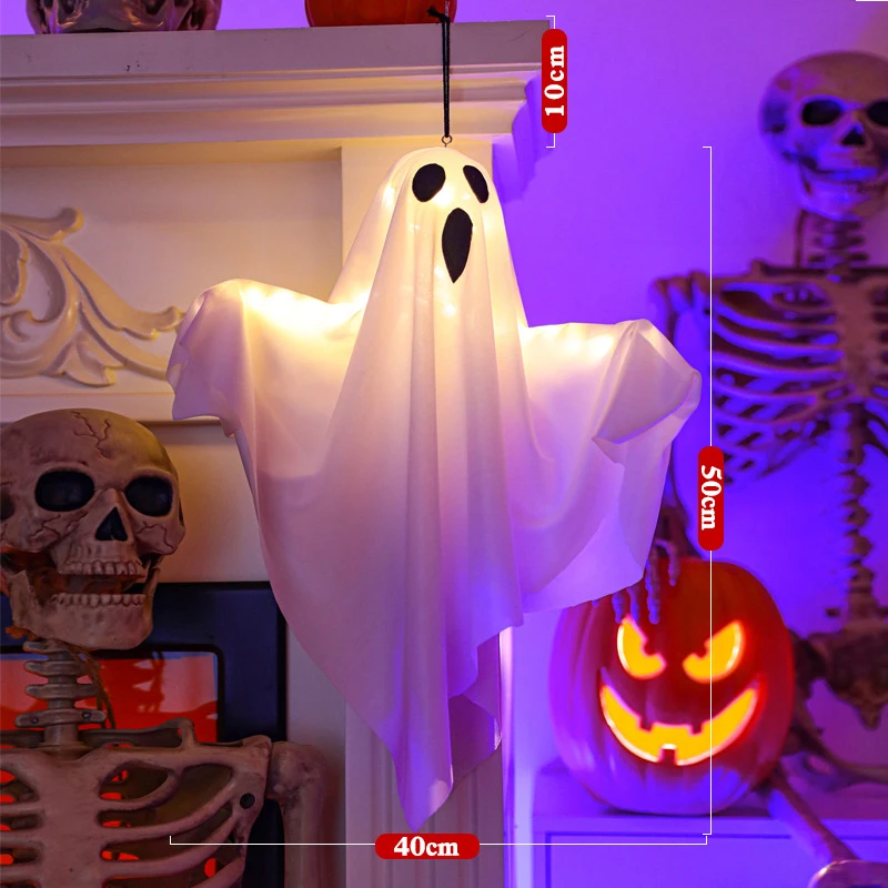 Halloween Party LED Glow Ghost Home Indoor Outdoor Decoration Supplies 2024 Haunted House Bar Hanging Horror Props With Lights