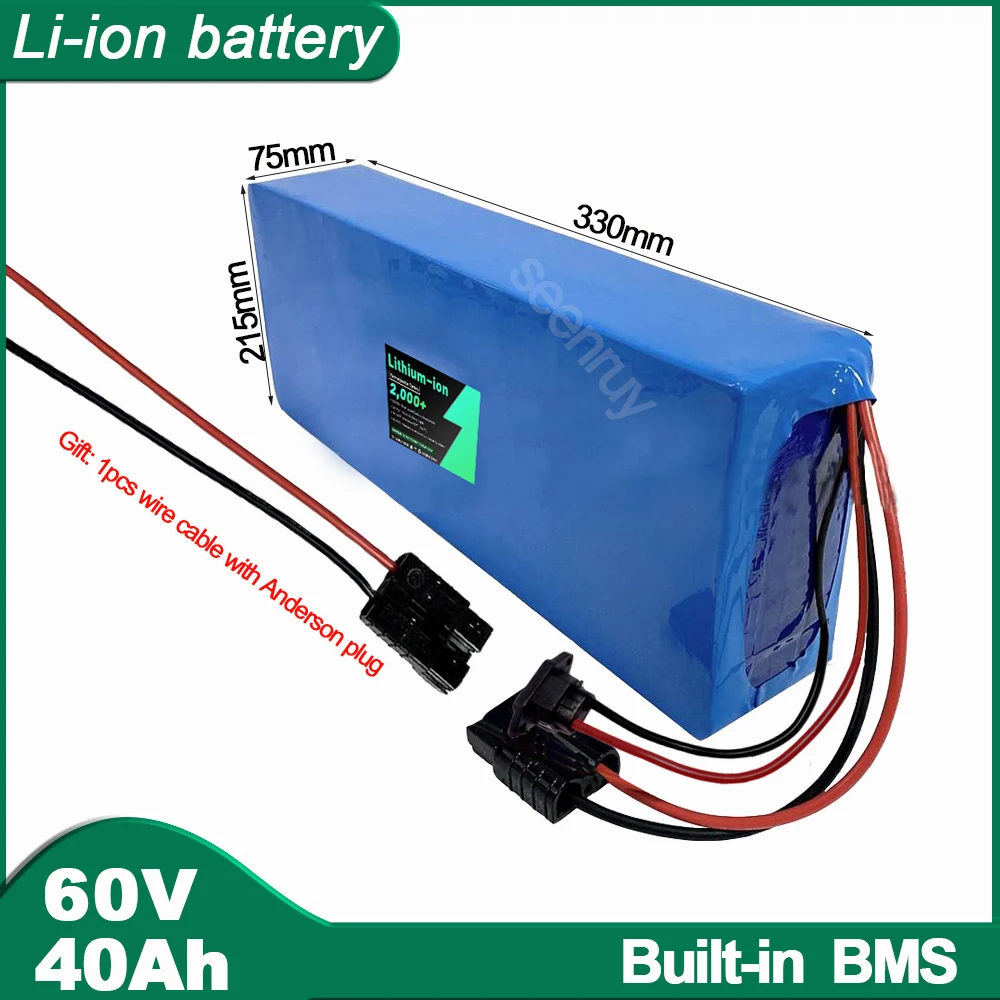 

60V 40Ah Li ion With Charger Lithium Polymer Battery Pack Perfect For Tricycle Dirt E-bike Motorcycle E Bike Electric Scooter