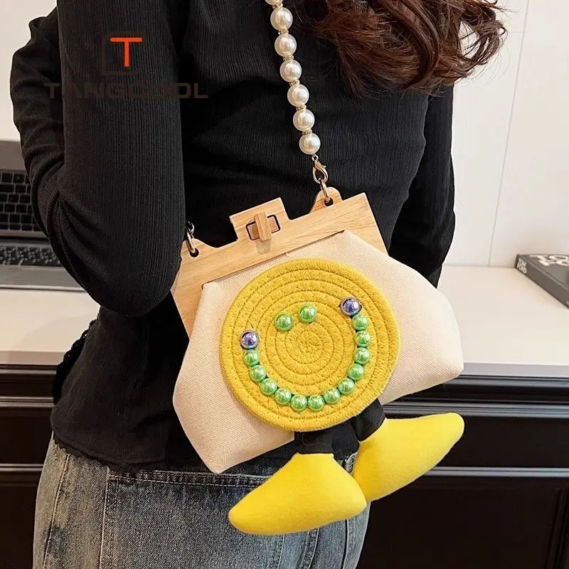 Tangku المتخصصة عالية الجودة سلسلة اللؤلؤ حقيبة الإناث موضة جديدة عباد الشمس الكتف الاتجاه Crossbody حزمة حمل الحقائب للنساء