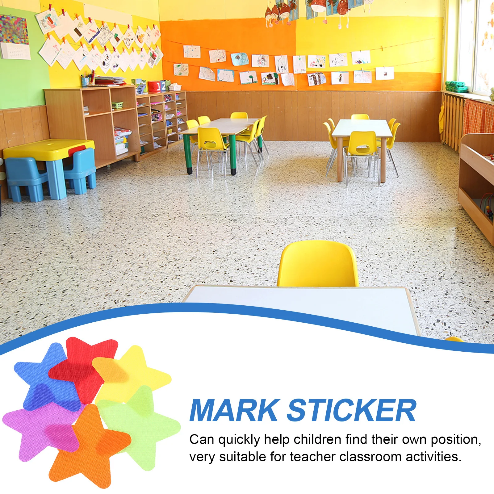 

30Pcs Star Carpet Sitting Mark Stickers Colorful Floor Spot Markers Educational Classroom Use Color Carpet Mark Sticker