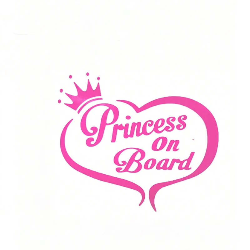 Princess On Board Car Sticker Pink Heart Crown Vinyl Decal Baby Girl Warning Window Bumper Sticker Auto Safety Decor