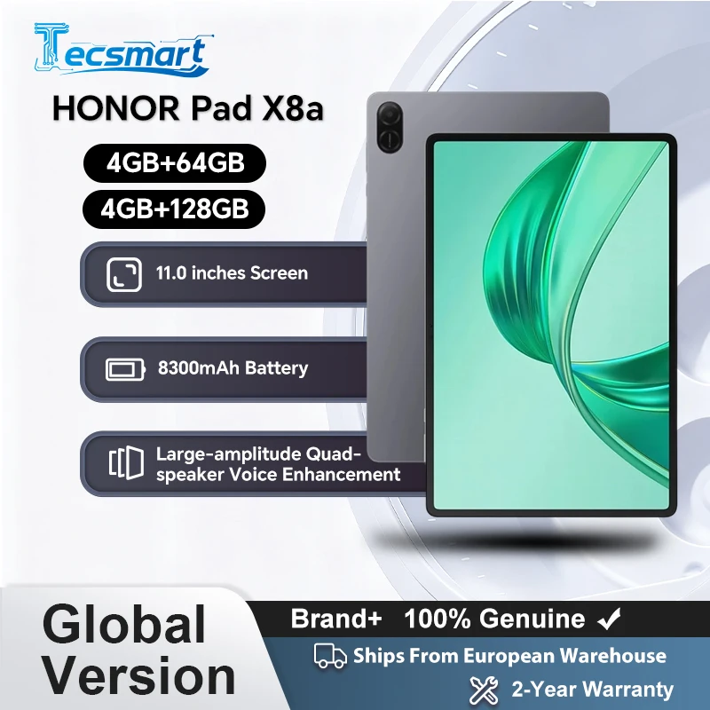 HONOR Pad X8a, versión europea, tableta WiFi, pantalla de 11 pulgadas con alta frecuencia de actualización, batería de 8300 mAh, mejora de voz con cuatro altavoces de amplitud grande