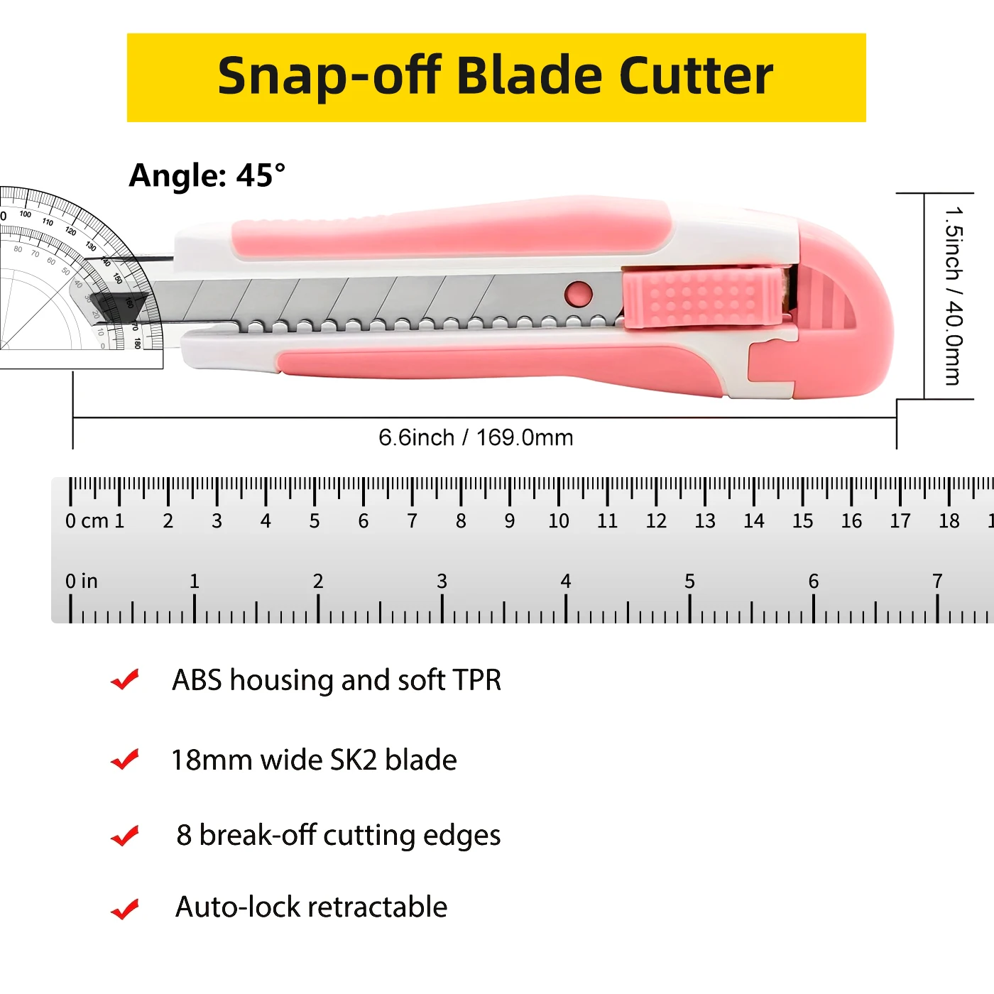 1 pack Box Cutter Utility Knife Retractable Snap Off Blades Hobby Knife for Cutting Cardboard Boxes Leather