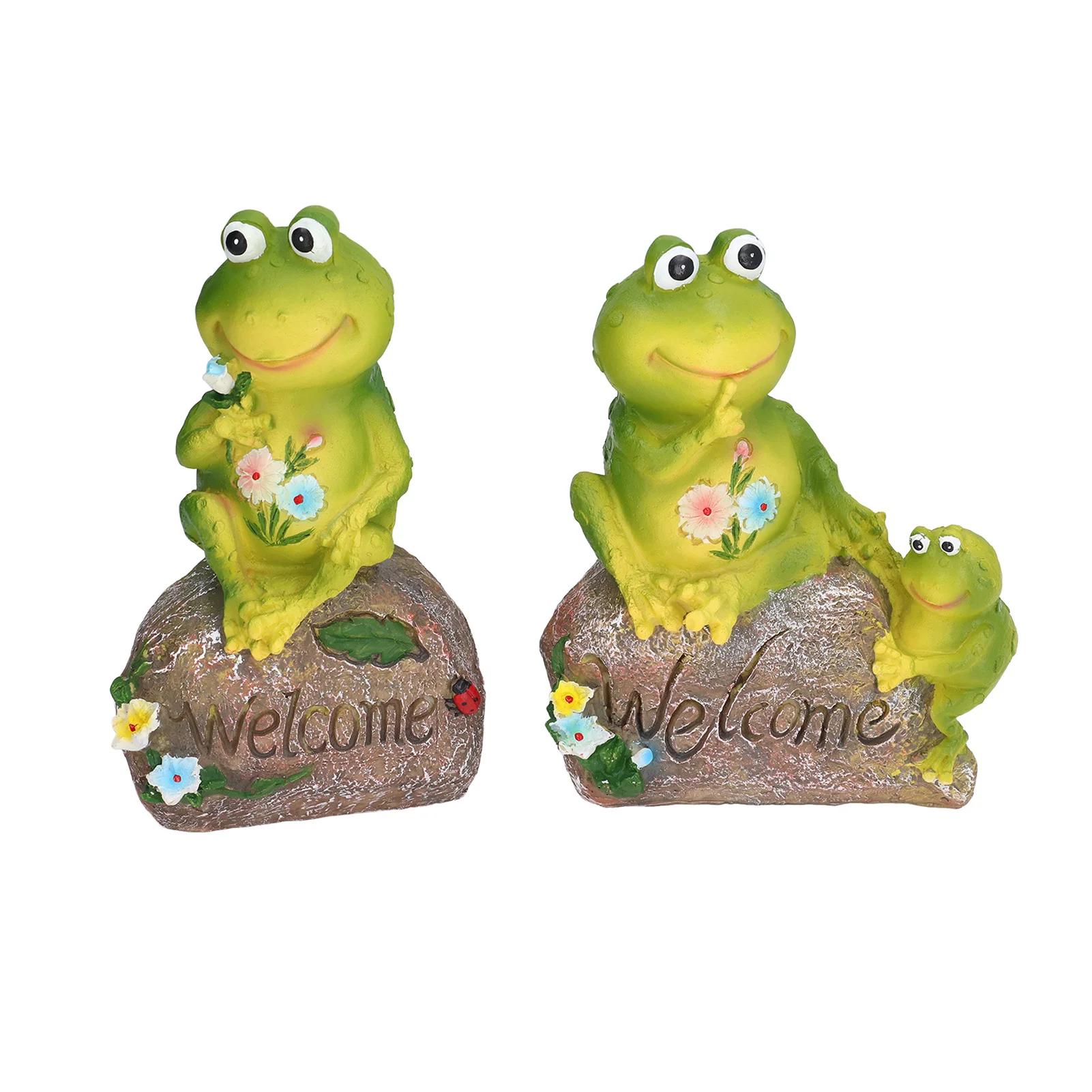 

1 Pair of Cute Frog Statue Garden Sculpture Exquisite Resin Desktop Ornament For Outdoor Decoration