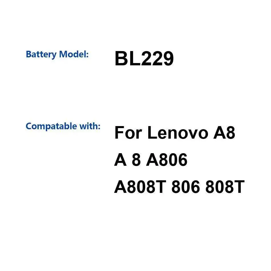 

Замена аккумулятора мобильного телефона премиум-класса для Lenovo A8 A806 A808T 806 808T, легкий вес 2500 мАч BL229