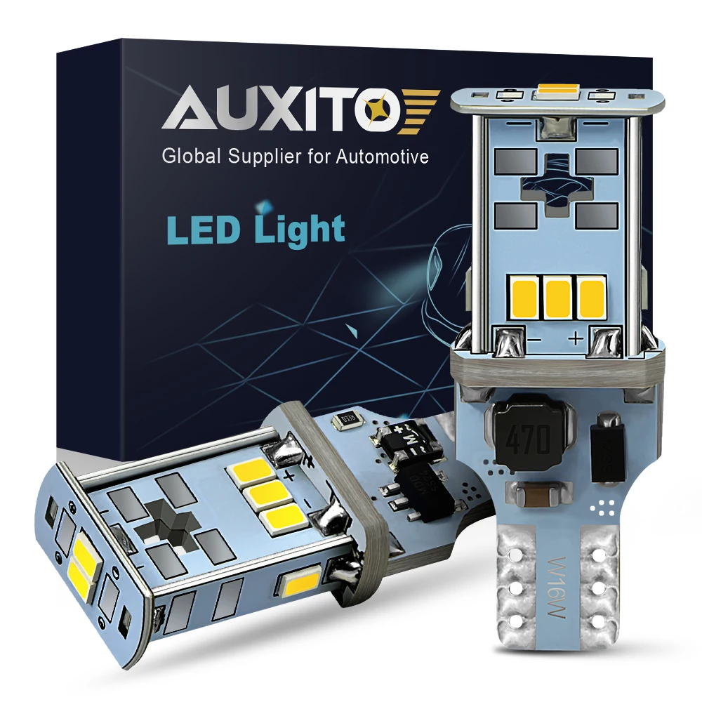 AUXITO 2Pcs 1200LM T15 W16W LED Canbus 912 921 LED Bulb T16 Reverse Light Car Light High Power Car Back Up Reversing Light White