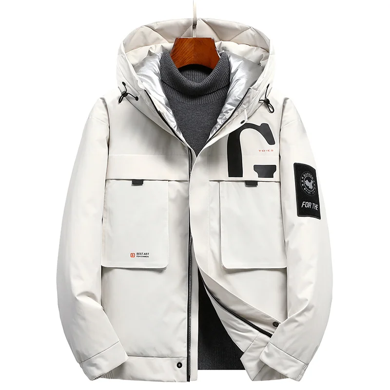 Top Winter New Men's Solid Color Parkas 90% White Duck Down Jackets Male Casual Warm Thick Snow Hooded Coat Outwear Puffer