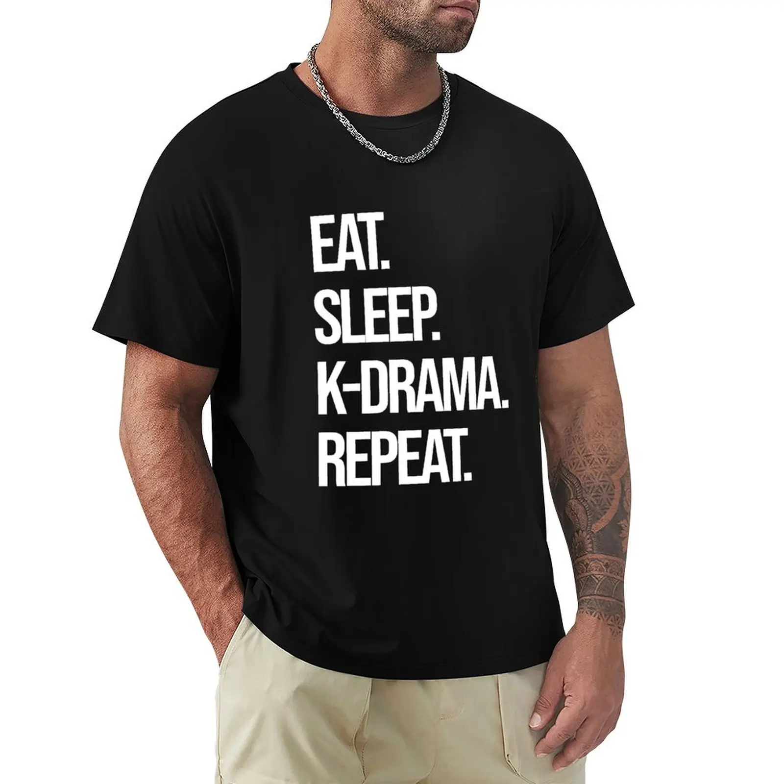 Eat Sleep K-Drama Repeat Tshirt Korean Fan KDrama Hallyu Tee T-Shirt Basic Daily Outfit Short Sleeve Tee
