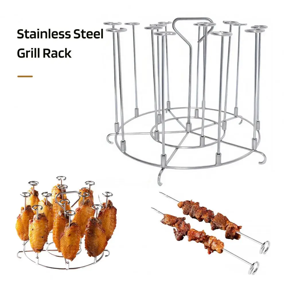 Stainless Steel Grill Rack Meat Vegetable Grill Rack Air Fryer Skewer Stand for Ninja Foodi 6qt 8qt Stainless Steel for Chicken