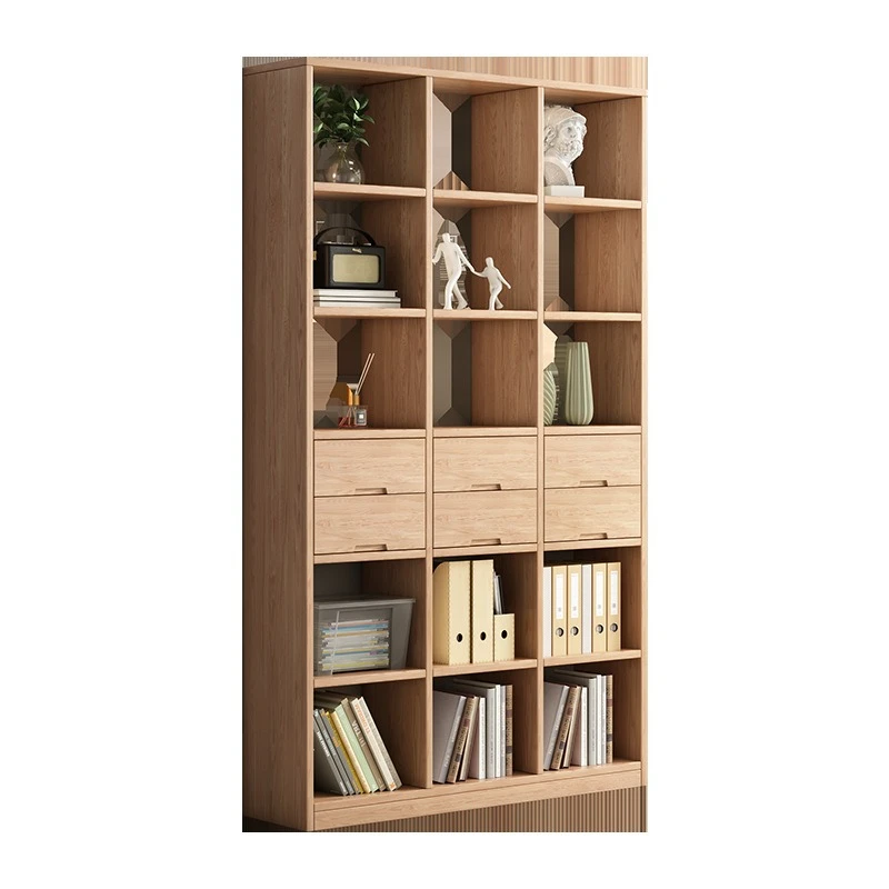 

bookshelf living room simple modern floor-to-ceiling storage integrated display against the wall combined storage