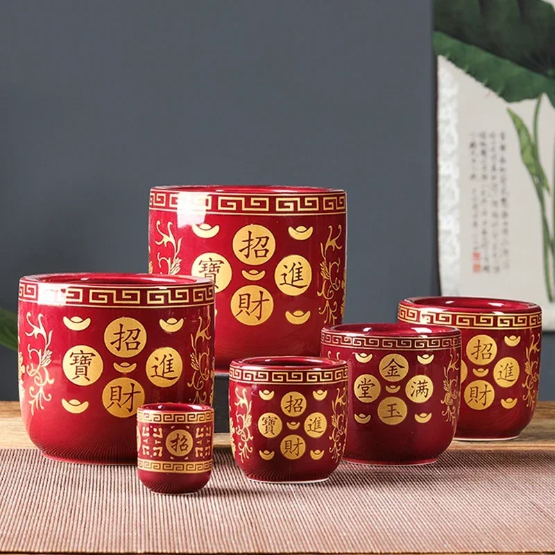 Brûleur d'encens en céramique pour la maison, encensoir d'intérieur pour le culte du Bouddha, encensoir vermillon pour le Dieu de la Richesse et le culte des ancêtres
