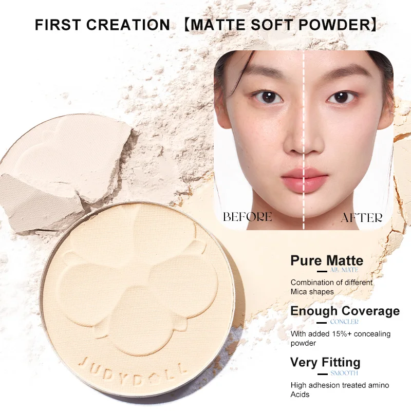 JUDYDOLL هايلايتر غير لامع أحادي اللون - مسحوق تفتيح الوجه والتوسيع وطويل الارتداء