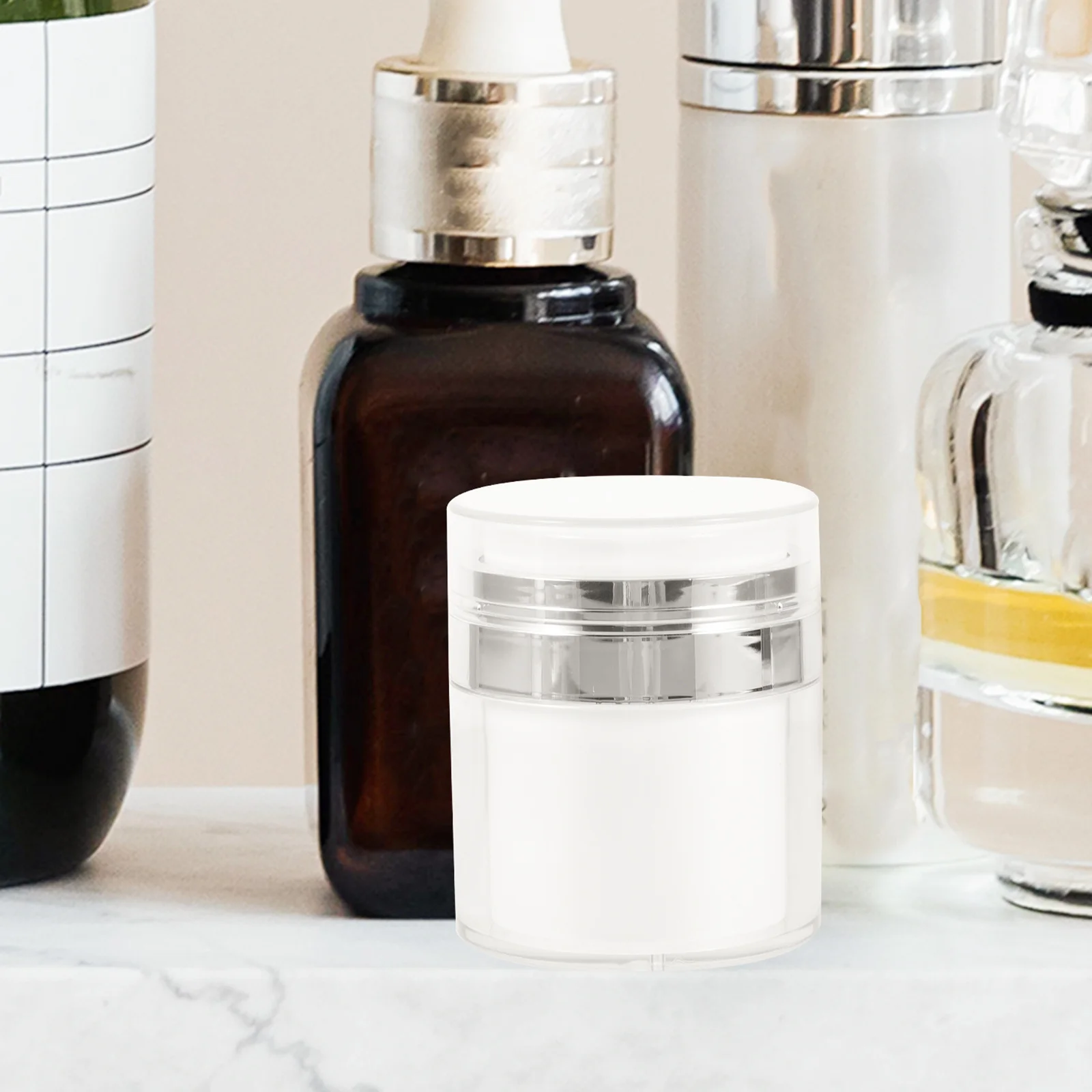 2pcs 50Ml Empty Jar Airless Pump Refillable Travel Lotion Bottle For Cream Moisturizer Foundation Serum Lightproof As