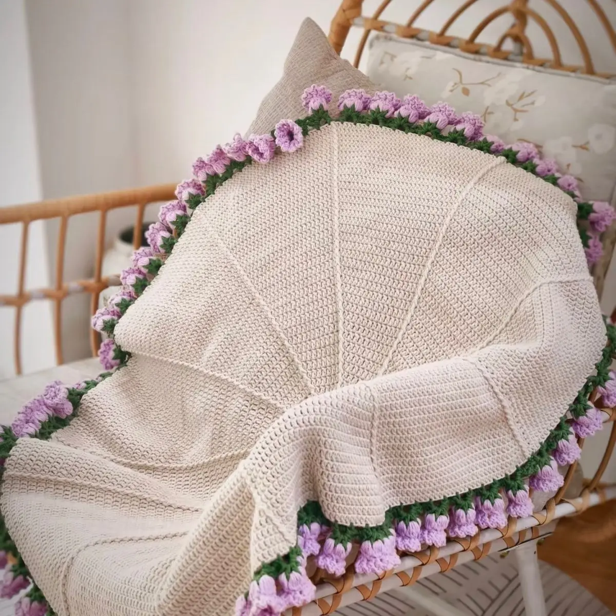 

Anime Love and Deepspace Rafayel Sylus Cosplay Cartoon Handmade Weave Crocheting Bouquet Blanket Finished Product 100CM