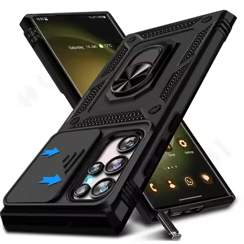 Case For Samsung Galaxy S25 S24 S23 S22 Ultra Plus A55 A35 A16 A54 FE 4G 5G Military-Grade Protection Phone Slide Camera Cover