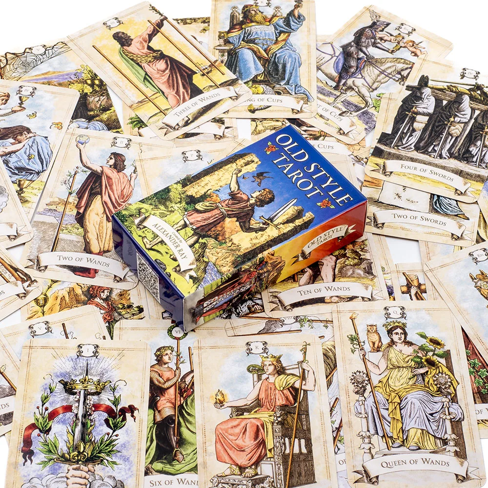 Alter Stil Tarot 79-Karten-Deck Orakel Englisch Schicksal Wahrsagerei Deck Familie sammeln Schach karten Brettspiel 10.3*6cm