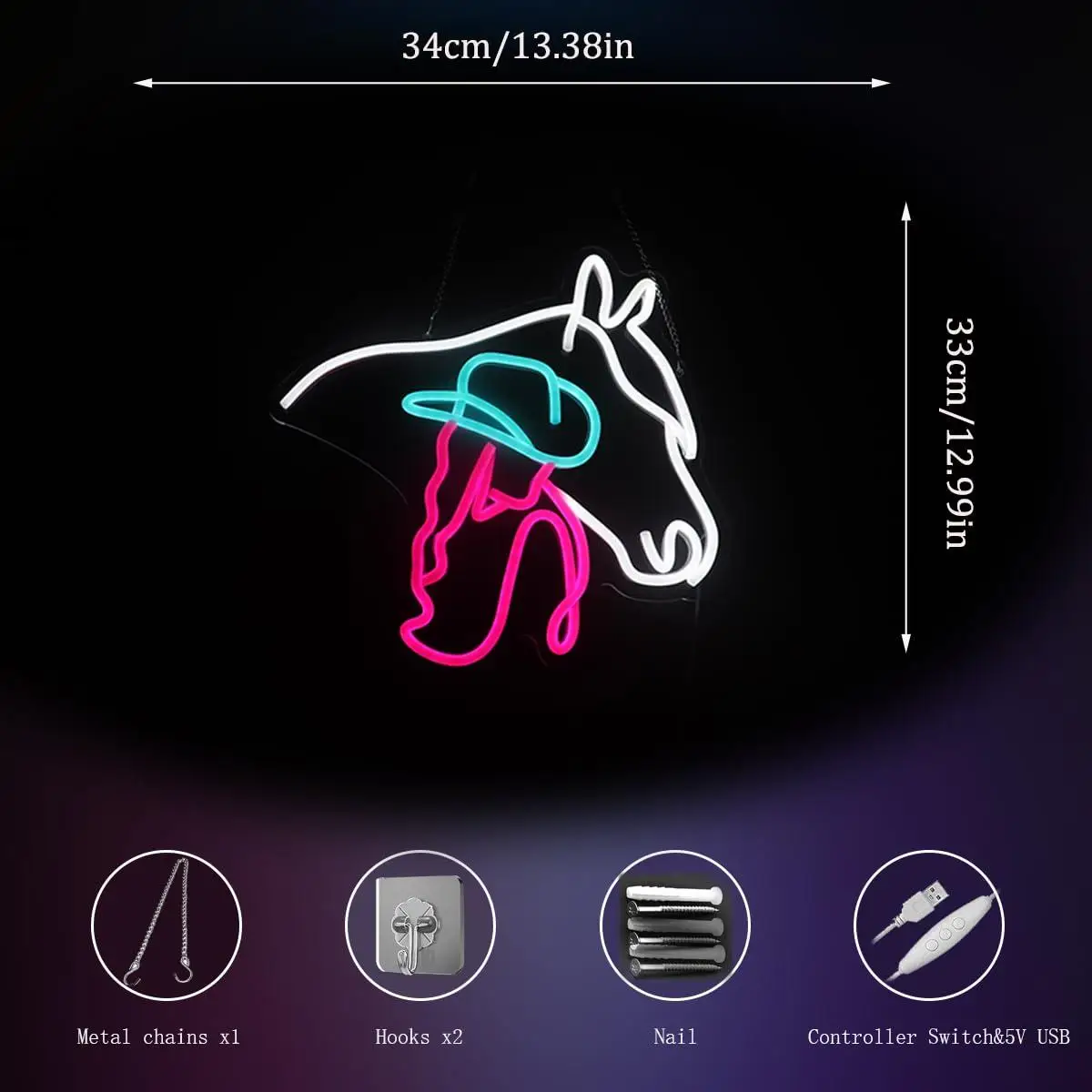 Horse Cowgirl Neon Sign USB Dimmable LED Lights For Home Bar Game Room Country Themed Pub Western Style Lounge Wall Art Decor
