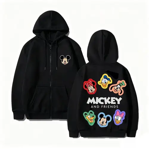 Imagen 2 del producto Sudadera con capucha Unisex con estampado de Mickey de Disney para hombre y mujer, sudadera con cremallera, ropa de calle de invierno, Jersey informal Vintage, chaqueta de manga larga 2026