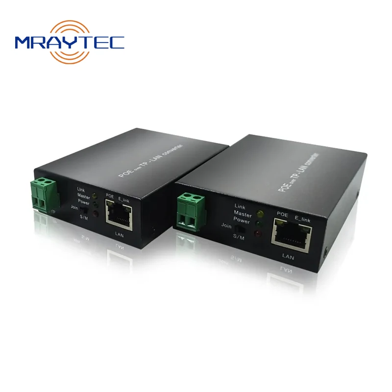 10/100M POE Ethernet Over 2-wire Twisted Pair Extender Up To 500m Long Reach 60W POE Extender For IP Camera 1 Pair