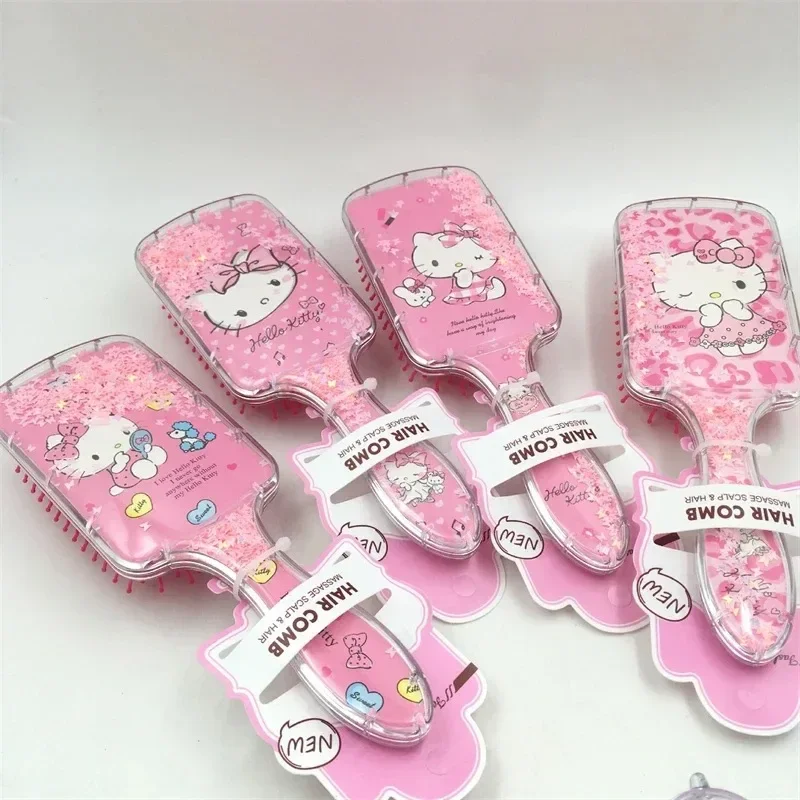 1Pc Sanrio Hello Kitty Children's Comb Cute Anime Cartoon Air Cushion Comb Girls Sparkly Transparent Hair Brush Perfect Gifts