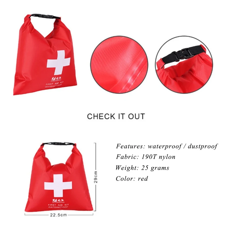 Emergency First Aid Supplies Storage Bag Portable Buckled Rubber Waterproof Dry Bag Outdoor River Trekking Rafting Adventure