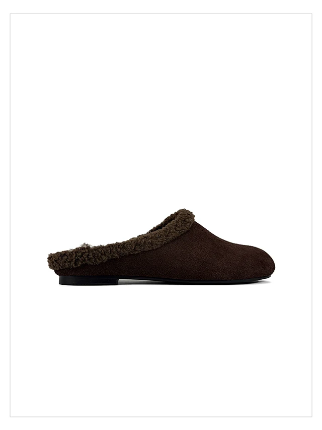 2027 Autumn Winter New Arrival Cow Suede Upper Warm Faux Shearling Lining Mango‑Toe Slip‑on Women's Home Mule Cotton Slippers