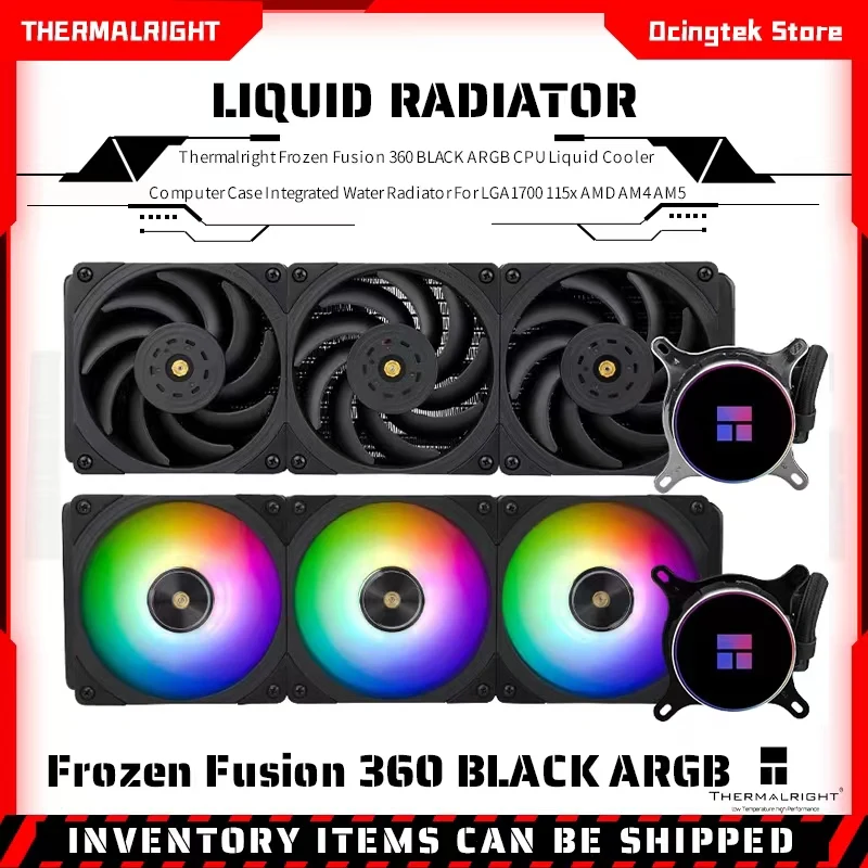 Thermalright congelado fusão 360 preto argb cpu líquido cooler computador caso integrado radiador de água para lga1700 115x amd am4 am5