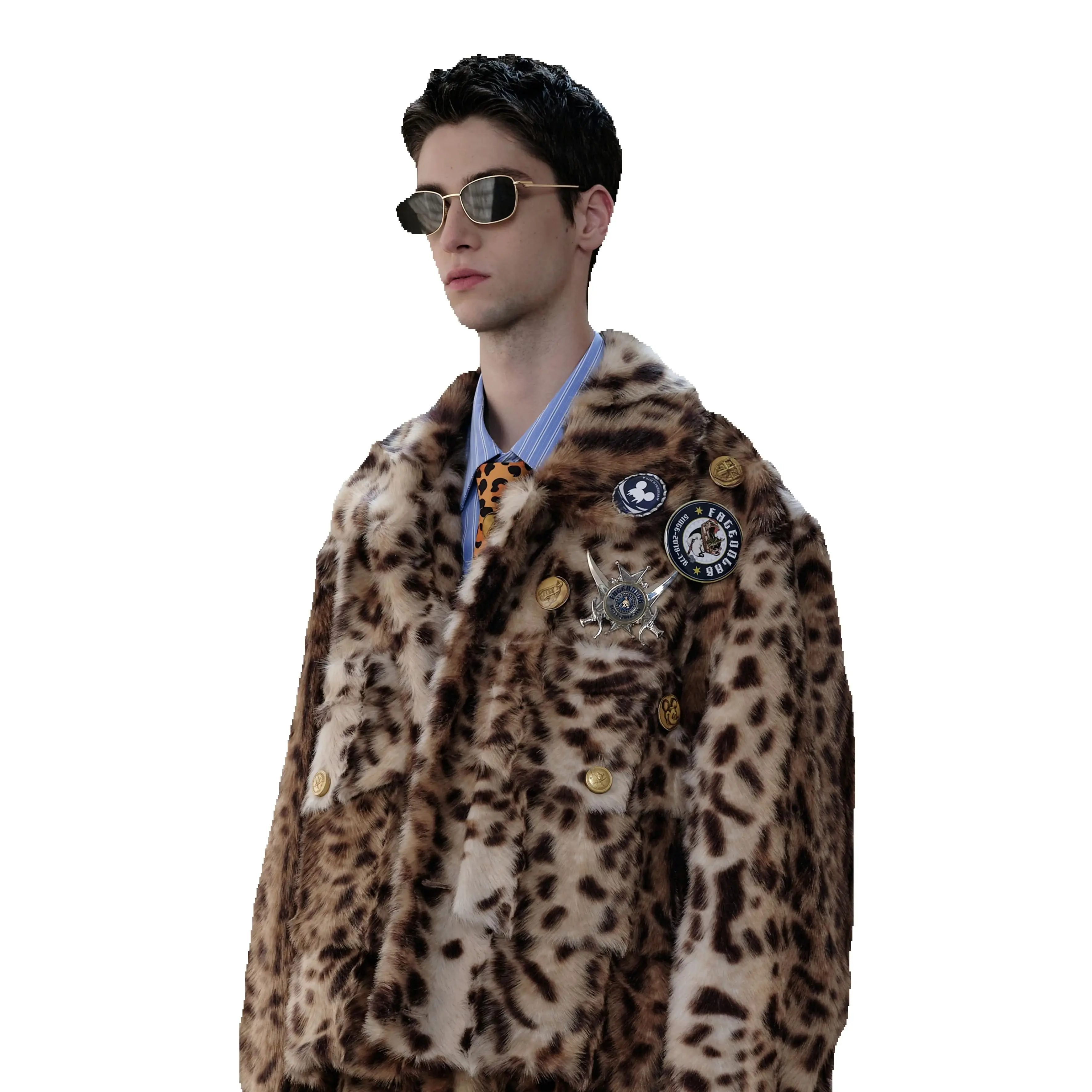 

Original design leopard-print faux fur coat thickened 2025 autumn and winter, the same style coat for Ziyu stars