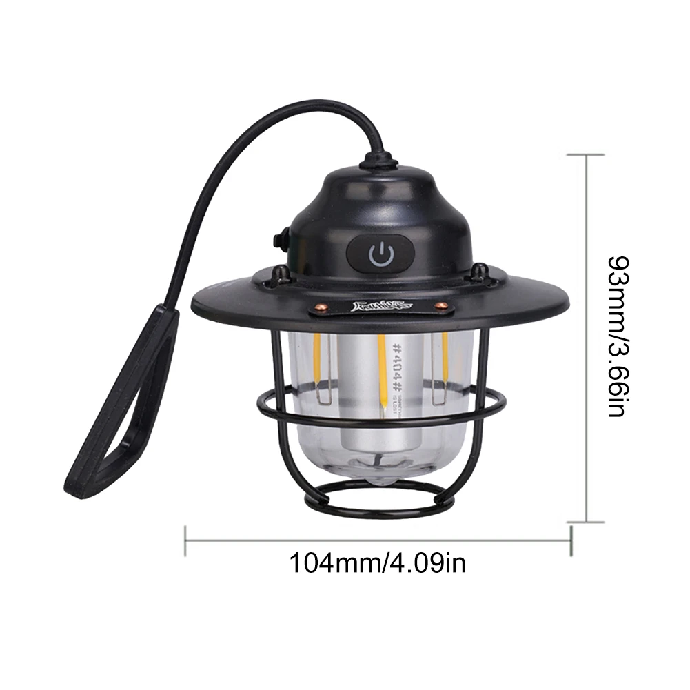 Mini LED Camping Lanterns Type-C Rechargeable Portable Hanging Tent Light 1200mAh for Hiking Fishing Emergency Light Lanterns