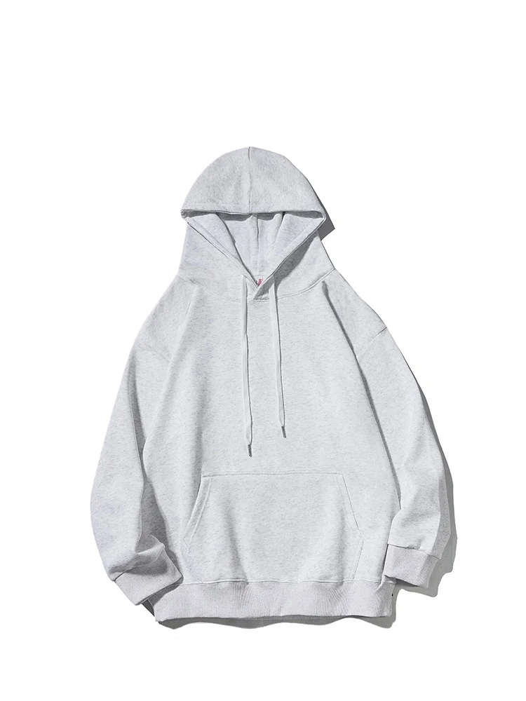 

Heavyweight Hoodie Men's Loose Fit Grey Floral American Style Sweatshirt Casual Outerwear Trendy Brand Rampo