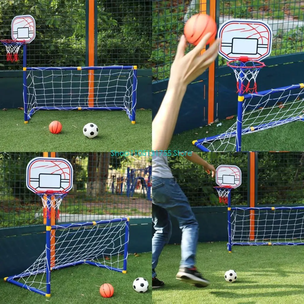 

K0EF Спортивные футбольные ворота на открытом воздухе, костюм «два в одном», баскетбольная подставка для мальчиков и девочек,