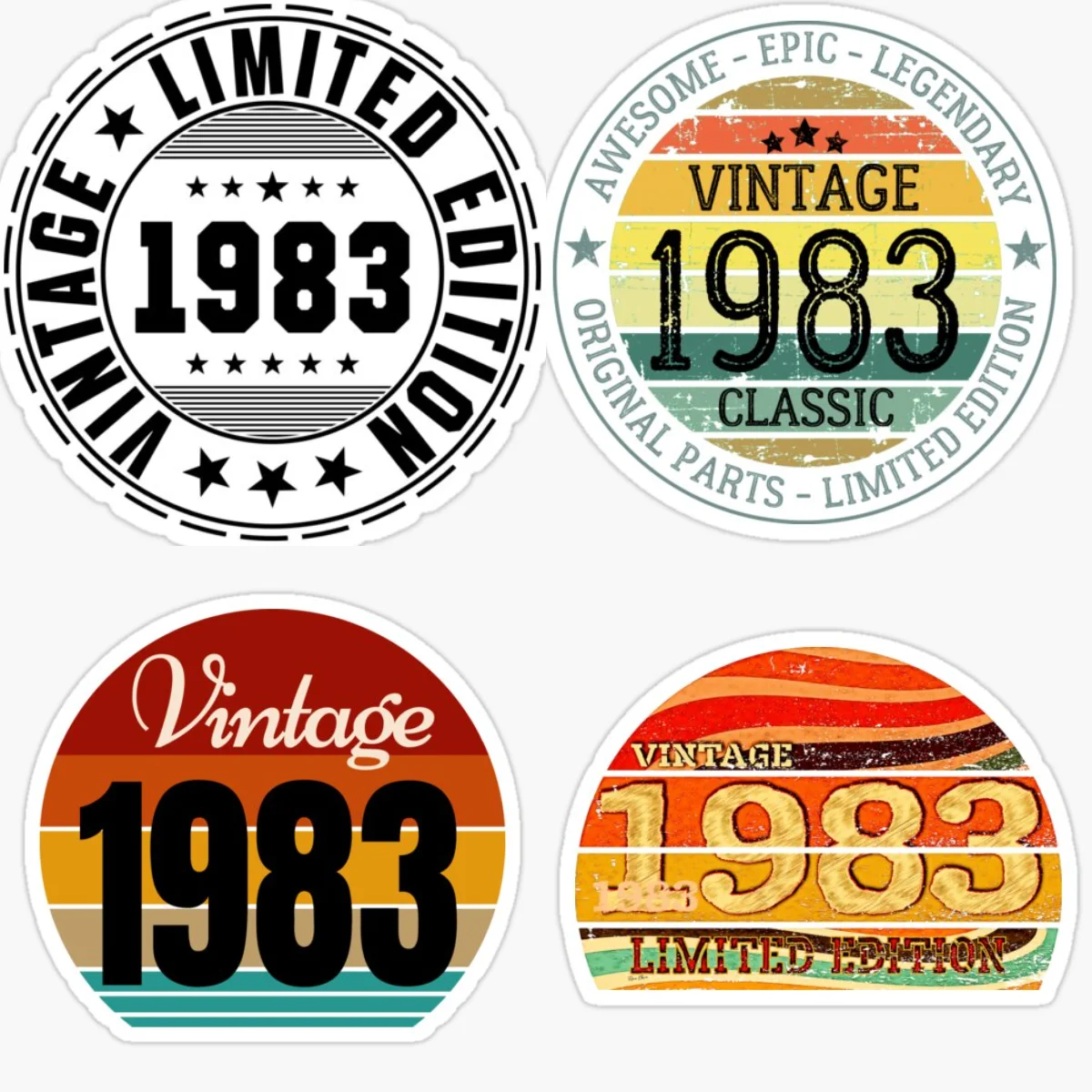 

Retro VINTAGE 1983 Car Sticker Motorcycle Laptop Truck Camper Wall Bicycle Waterproof PVC Accessories Vinyl Self-adhesive Decals