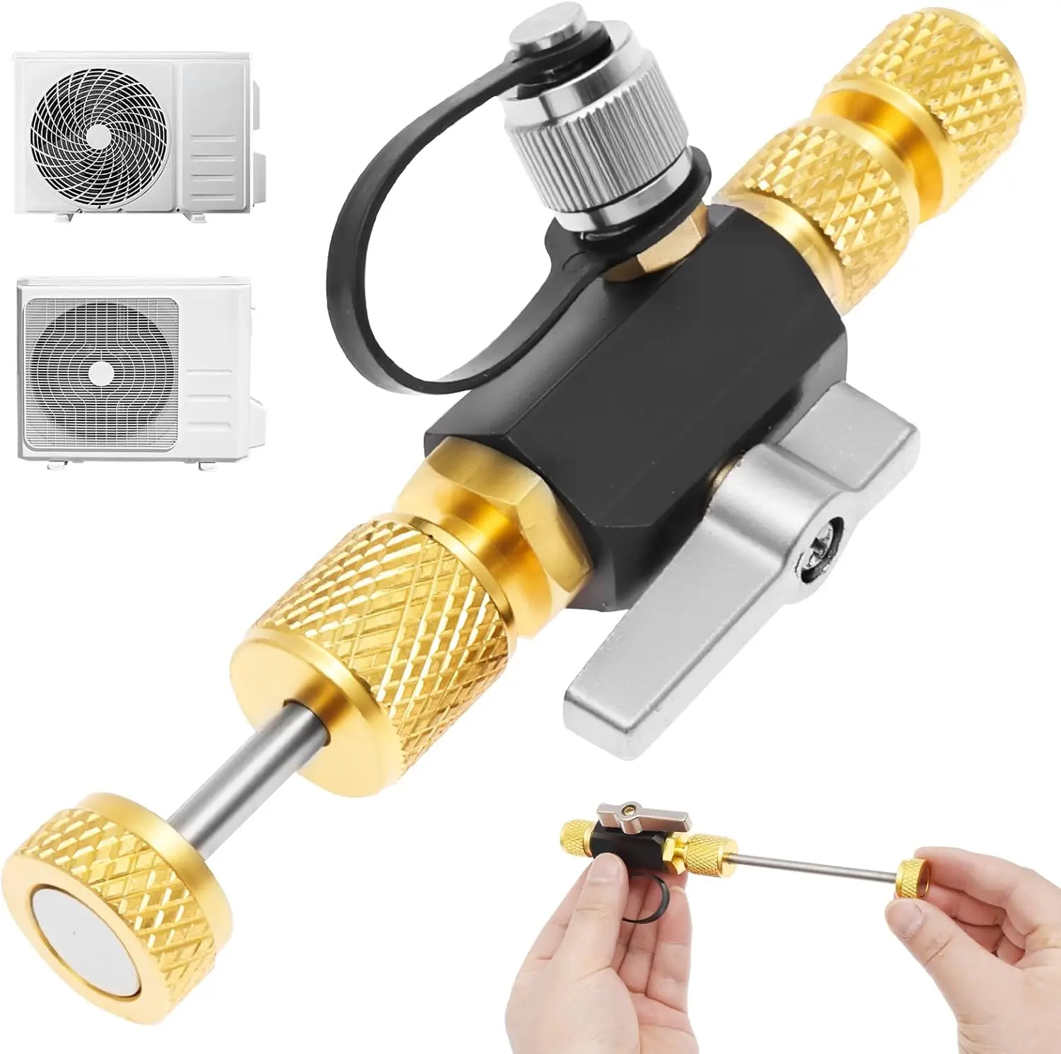 

HVAC Air Condition Valve Removal Tool 1/4" to 5/16" Vacuum Rated Valve 20 Micrrons Refrigeration Accessories Conversion Adapter