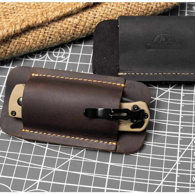 جلد البقر/الجلود EDC للطي صابر غمد في الهواء الطلق بقاء تخزين الخصر 5 بوصة سكين للفرد حالة جلدية #1