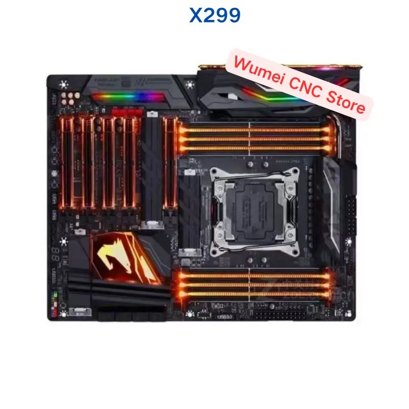 90%new X299 AORUS Gaming 9 LGA2066 DDR4 256GB ATX Support Core X-Series Processors For Giga-byte Motherboard