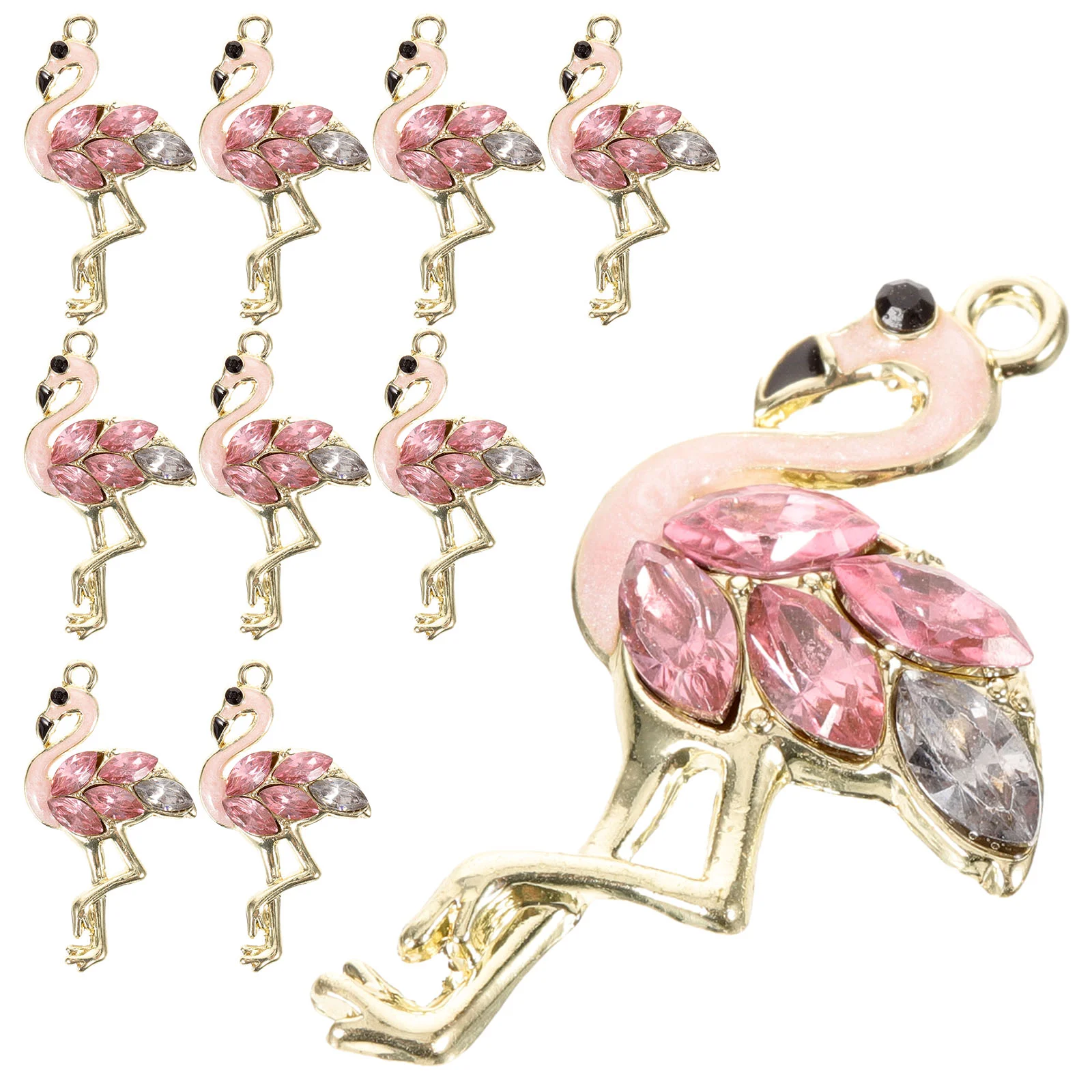 10 Pcs Necklaces Flamingo Pendant Accessories DIY 10pcs Pendants Making Charms for Jewelry Decorate Material Bracelet Colorful