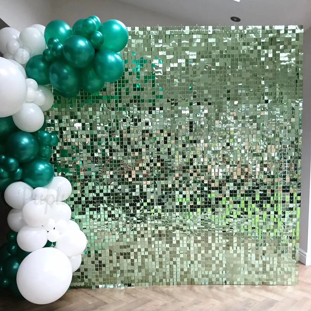 ライトグリーンのキラキラ光る背景パネル 12/18/24枚入 - Sequin Fabric Panel のレビューと価格