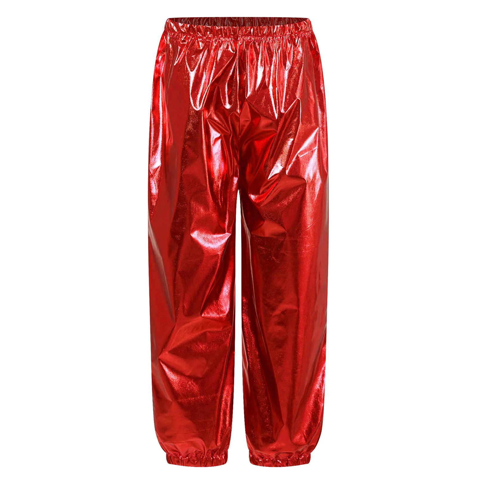 

Boys Girls Metallic Pants Kids Hip-hop Jazz Street Dance Trousers Cheerleading Stage Performance Rave Musical Party Costume
