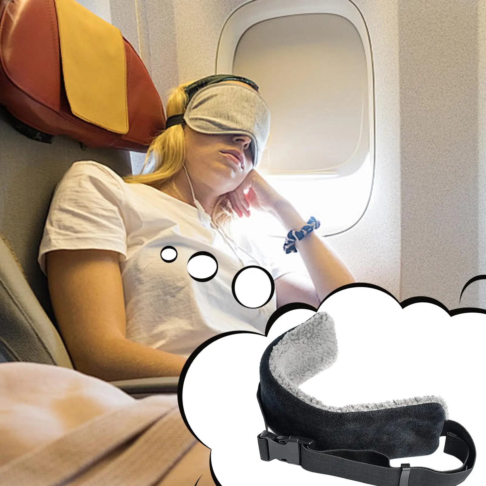 1Pcs Head Support Strap Adjustable Travel Pillow Airplanes Neck Support Band Portable Cars Seat Sleep Aid Head Fixed Strap