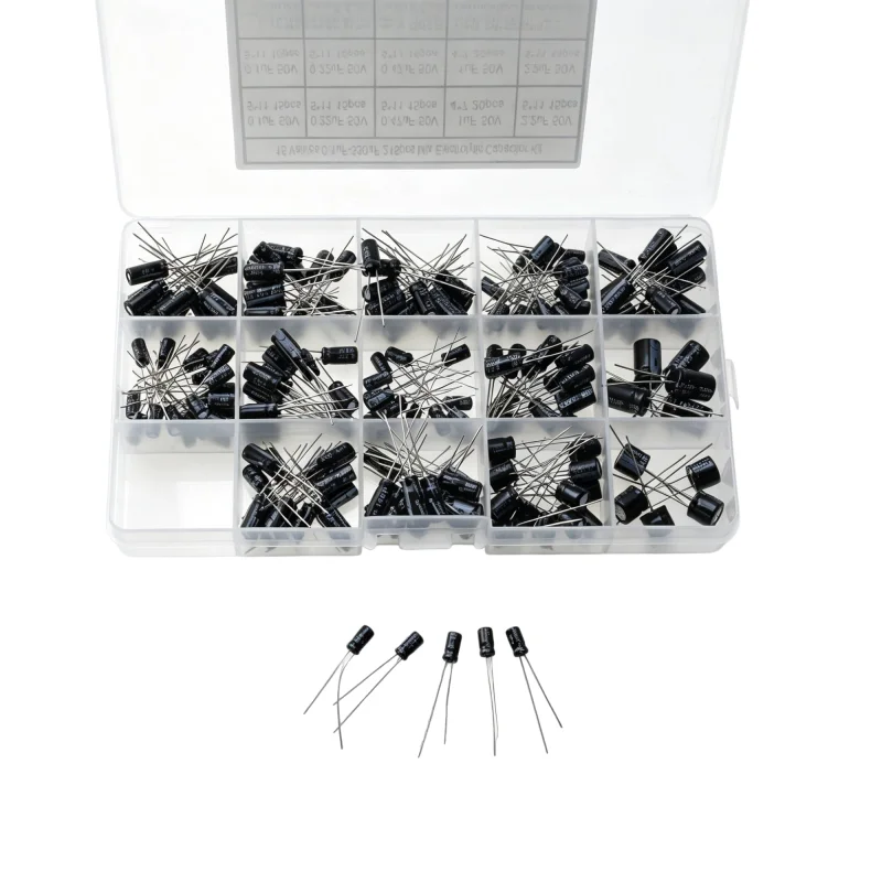 215Pcs 15 Kinds Radial Electrolytic Capacitors Assortment Kit 0.1uF to 330uF Aluminum Capacitor For Electronic Repair