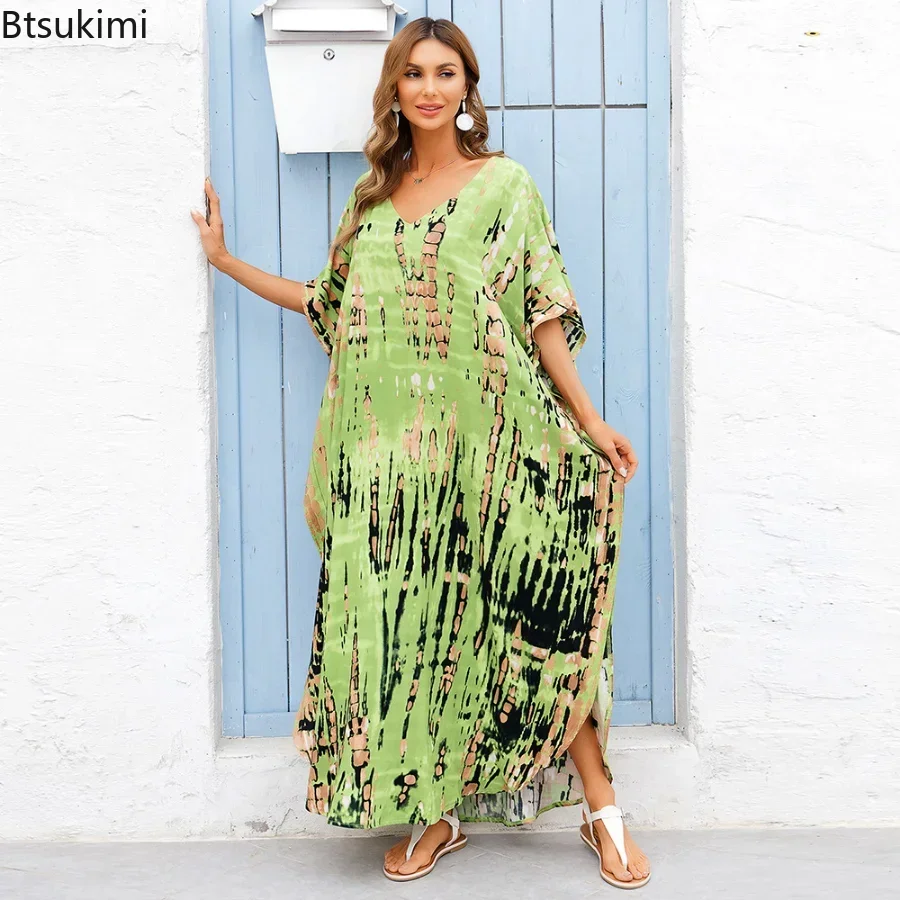 Summer Women Beach Maxi Dress Cover Up Robe Plage Bathing Suit Cover Ups Pareo Salida De Playa Kaftan Beach Swimwear Cover Up