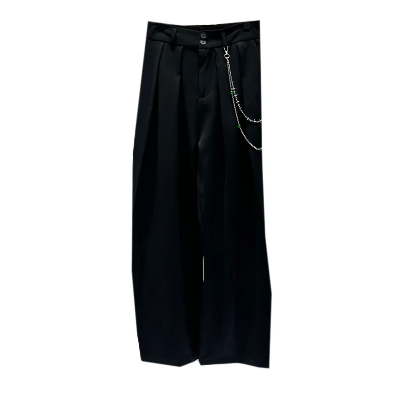 2025 New Style Personality Fashion Chain Casual Pants Men's Fashion Trend Loose Wide-Leg Straight Draped Pants